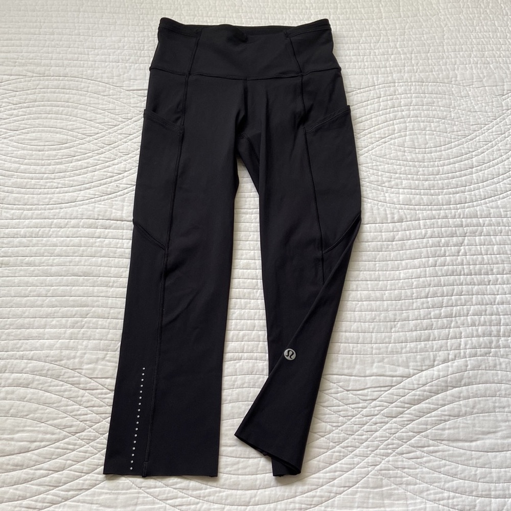 Lululemon Fast & Free Leggings Crop II Reflective 19” Black 2 - Picture 6 of 17